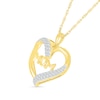 Thumbnail Image 1 of 0.23 CT. T.W. Diamond Double Row Ribbon Heart Outline with "MOM" Pendant in Sterling Silver with 14K Gold Plate