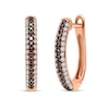 0.35 CT. T.W. Champagne and White Diamond Double Row U-Hoop Earrings in 14K Rose Gold