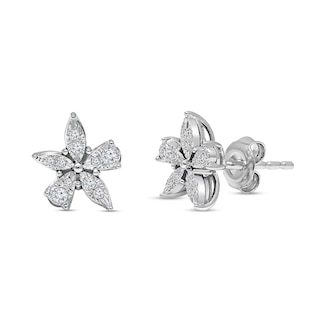 0.08 CT. T.W. Diamond Flower Stud Earrings in 14K White Gold