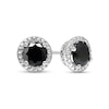 2.00 CT. T.W. Black Diamond Solitaire Beaded Frame Stud Earrings in Sterling Silver