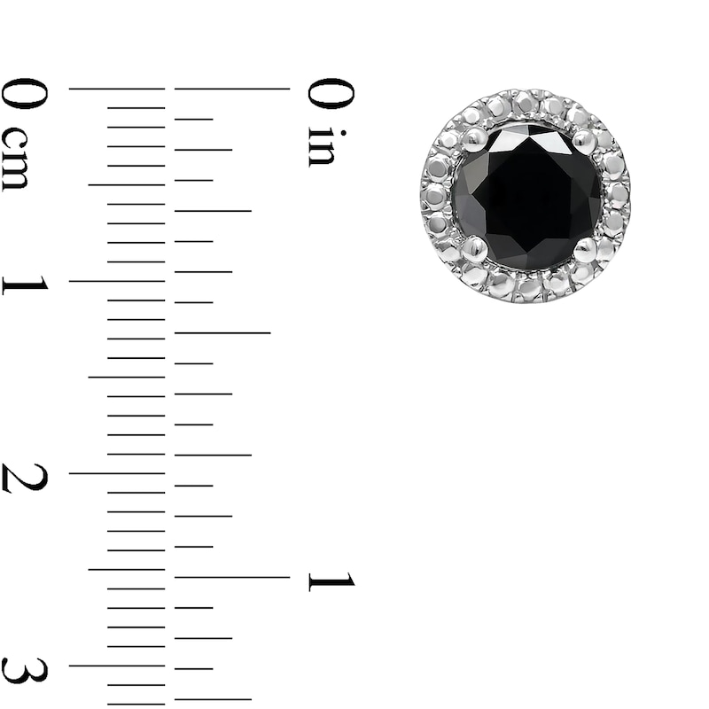 2.00 CT. T.W. Black Diamond Solitaire Beaded Frame Stud Earrings in Sterling Silver|Peoples Jewellers
