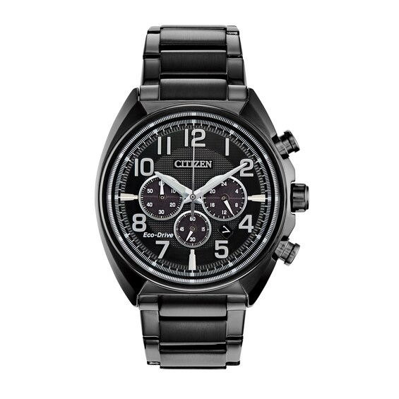 Men's Citizen Eco-Drive® Brycen Black IP Chronograph Watch and Chain Bracelet Box Set (Model: CA4285-68E)