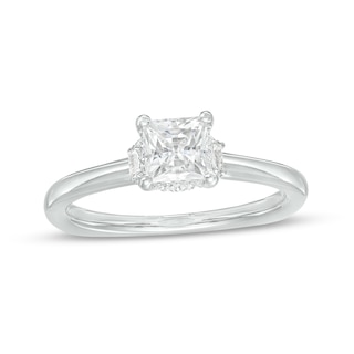 Kleinfeld® 1.18 CT. T.W. Princess-Cut Diamond Collar Solitaire Engagement Ring in 14K White Gold (I/I1)