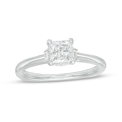 Kleinfeld® 1.18 CT. T.W. Princess-Cut Diamond Collar Solitaire Engagement Ring in 14K White Gold (I/I1)