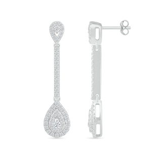 0.50 CT. T.W. Pear-Shaped Multi-Diamond Frame Drop Earrings in 10K White Gold