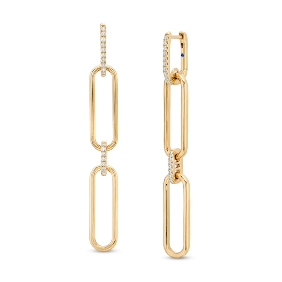 The Kindred Links from Vera Wang Love Collection 0.23 CT. T.W. Diamond Paper Clip Link Drop Earrings in 10K Gold