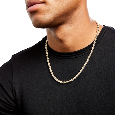 5.0mm Glitter Rope Chain Necklace in Hollow 14K Gold - 20"