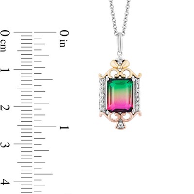 Enchanted Disney Cinderella Quartz and 0.085 CT. T.W. Diamond Stepsister Pendant in Sterling Silver and 10K Gold - 19"