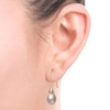 Thumbnail Image 1 of 8.0-9.0mm Oval Pink Freshwater Cultured Pearl Floral Drop Earrings in 14K Rose Gold