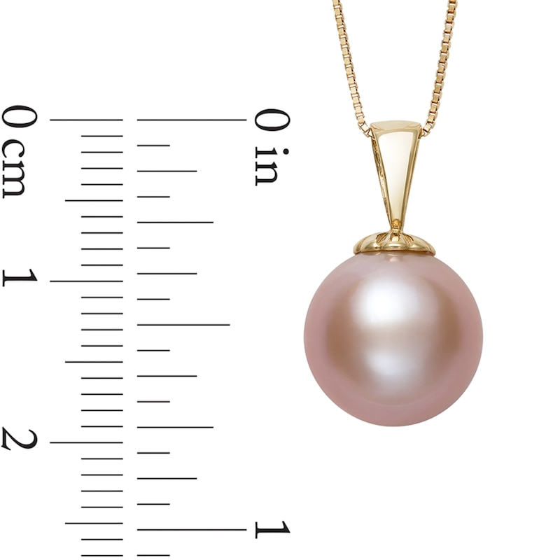 11.0-12.0mm Pink Freshwater Cultured Pearl Pendant in 14K Gold