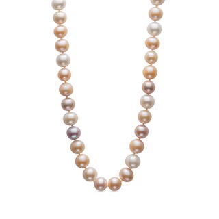 10.5-12.5mm Multi-Colour Freshwater Cultured Pearl Strand Necklace with 14K Gold Clasp 