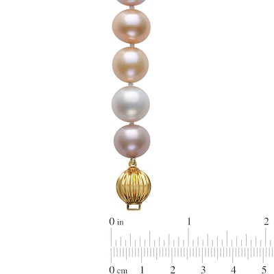 10.5-12.5mm Multi-Colour Freshwater Cultured Pearl Strand Necklace with 14K Gold Clasp 