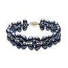 Thumbnail Image 0 of 3.0-7.0mm Oval and Baroque Dyed Black Freshwater Cultured Pearl Strand Bracelet with 14K Gold Clasp