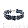 Thumbnail Image 2 of 3.0-7.0mm Oval and Baroque Dyed Black Freshwater Cultured Pearl Strand Bracelet with 14K Gold Clasp