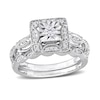 Thumbnail Image 0 of 0.20 CT. T.W. Diamond Square Frame Twist Vintage-Style Bridal Set in Sterling Silver