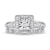 0.20 CT. T.W. Diamond Square Frame Twist Vintage-Style Bridal Set in Sterling Silver