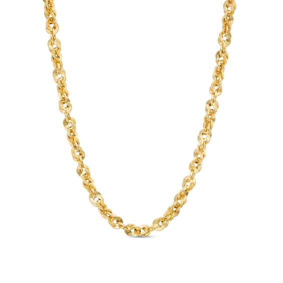 3.8mm Diamond-Cut Glitter Rope Chain Necklace in Hollow 14K Gold - 20"