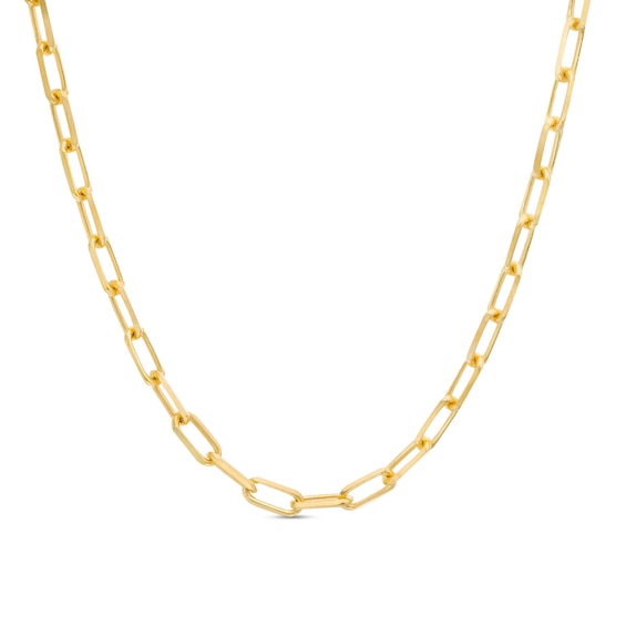 3.7mm Paper Clip Cheval Chain Necklace in Hollow 14K Gold - 18"