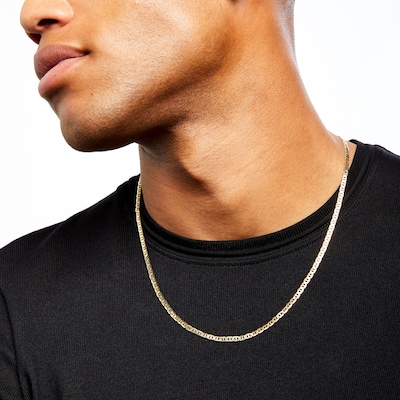 3.4mm Mariner Chain Necklace in Solid 10K Gold - 20"