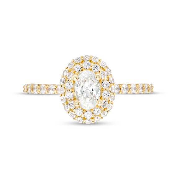 Vera Wang Love Collection 0.95 CT. T.W. Oval Diamond Double Frame Engagement Ring in 14K Gold