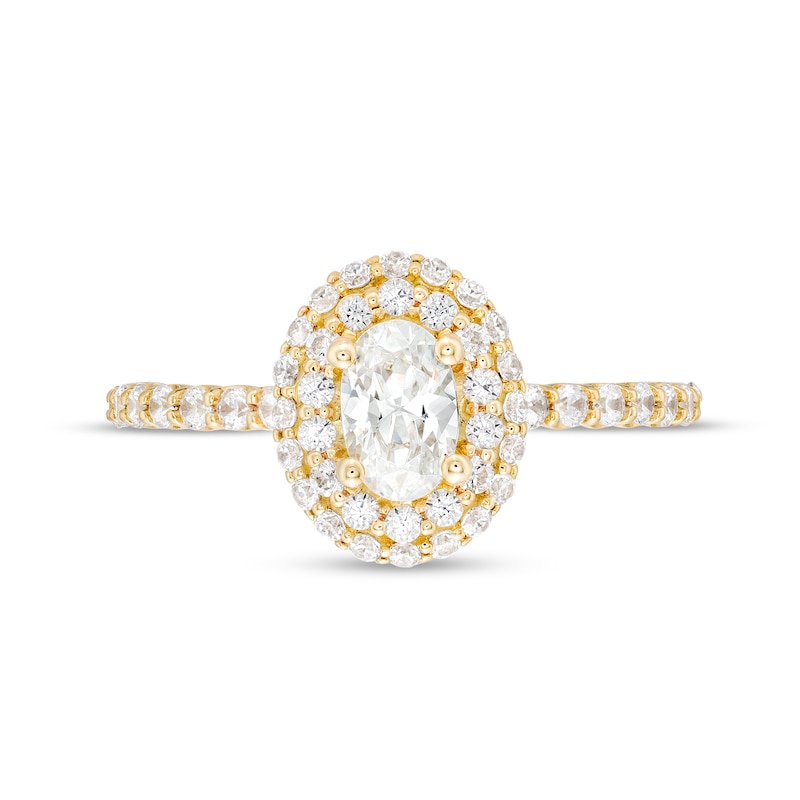 Vera Wang Love Collection 0.95 CT. T.W. Oval Diamond Double Frame Engagement Ring in 14K Gold|Peoples Jewellers