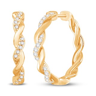 Circle of Gratitude® Collection CT. T.W. Diamond and Polished Twist Hoop Earrings in 10K Gold