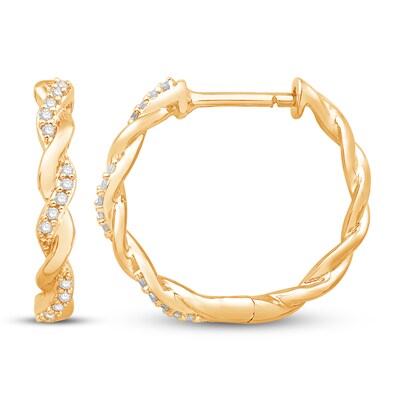 Circle of Gratitude® Collection CT. T.W. Diamond and Polished Twist Hoop Earrings in 10K Gold