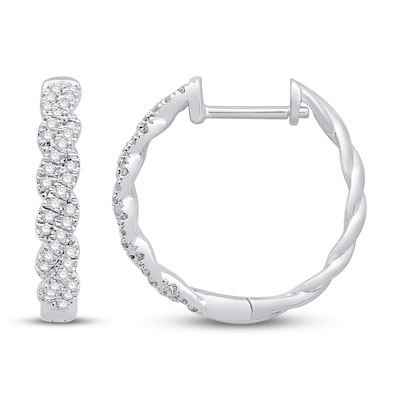 Circle of Gratitude® Collection 0.18 CT. T.W. Diamond Twist Hoop Earrings in 10K Gold