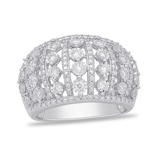 0.50 CT. T.W. Diamond Multi-Row Dome Ring in 14K White Gold