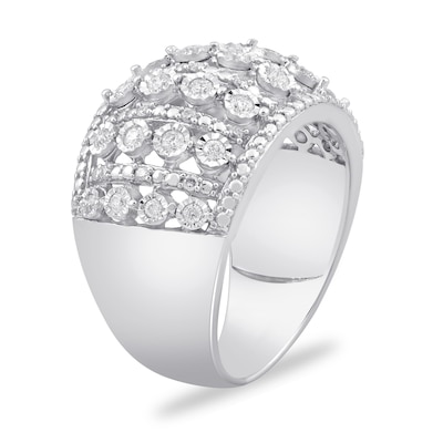 0.50 CT. T.W. Diamond Multi-Row Dome Ring in 14K White Gold