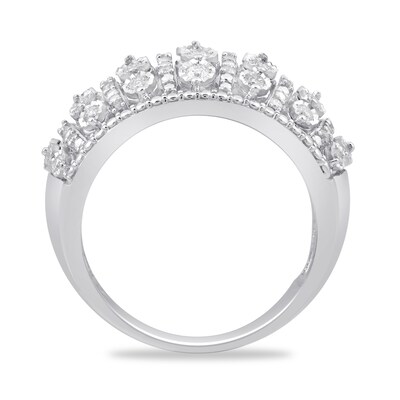 0.50 CT. T.W. Diamond Multi-Row Dome Ring in 14K White Gold