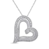 Thumbnail Image 0 of 0.50 CT. T.W. Diamond Double Row Tilted Heart Pendant in 10K White Gold