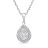 0.20 CT. T.W. Pear-Shaped Multi-Diamond Frame Teardrop Pendant in Sterling Silver