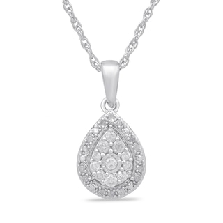 0.20 CT. T.W. Pear-Shaped Multi-Diamond Frame Teardrop Pendant in Sterling Silver