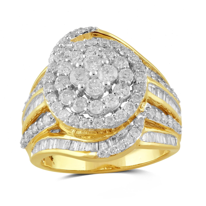 1.99 CT. T.W. Multi-Diamond Double Frame Bypass Ring in 10K Gold|Peoples Jewellers