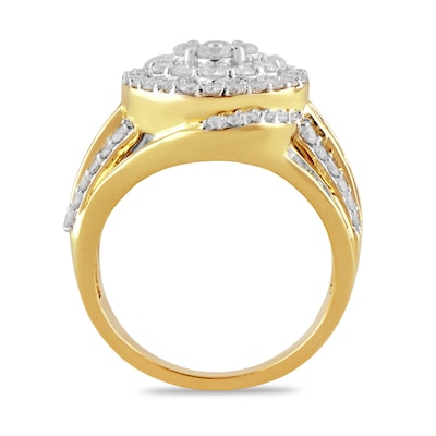 1.99 CT. T.W. Multi-Diamond Double Frame Bypass Ring in 10K Gold