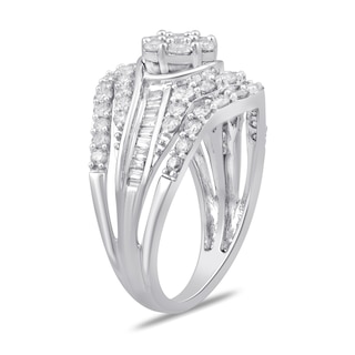 1.49 CT. T.W. Multi-Diamond Multi-Row Ring in 10K White Gold