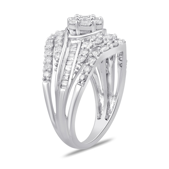 1.49 CT. T.W. Multi-Diamond Multi-Row Ring in 10K White Gold