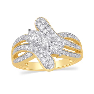 0.50 CT. T.W. Diamond Triple Row Bypass Ring in 10K Gold