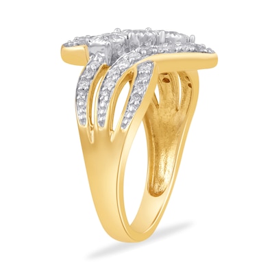 0.50 CT. T.W. Diamond Triple Row Bypass Ring in 10K Gold