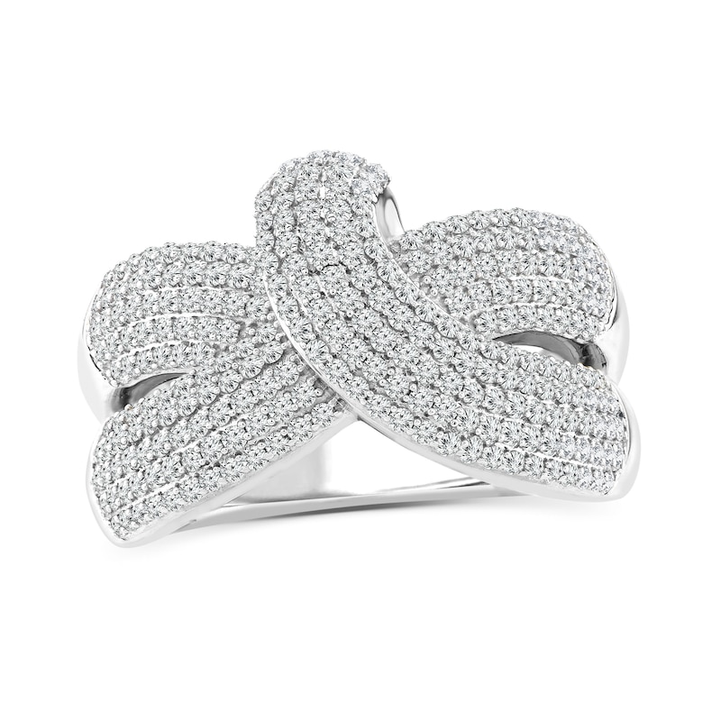 1.06 CT. T.W. Diamond Multi-Row Crossover Ring in 14K White Gold|Peoples Jewellers