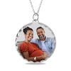 Medium Engravable Photo Diamond-Cut Edge Medallion Pendant in Sterling Silver (1 Image and 3 Lines)