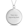 Medium Engravable Photo Diamond-Cut Edge Medallion Pendant in Sterling Silver (1 Image and 3 Lines)