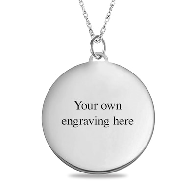 Medium Engravable Photo Diamond-Cut Edge Medallion Pendant in Sterling Silver (1 Image and 3 Lines)