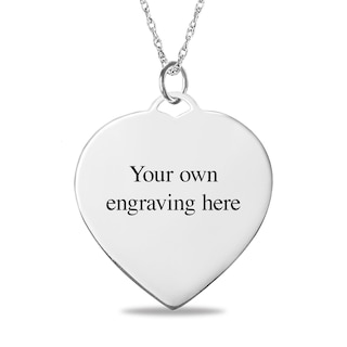 Engravable Photo Diamond-Cut Edge Heart Pendant in Sterling Silver (1 Image and 3 Lines)