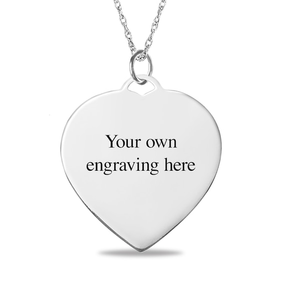 Engravable Photo Diamond-Cut Edge Heart Pendant in Sterling Silver (1 Image and 3 Lines)