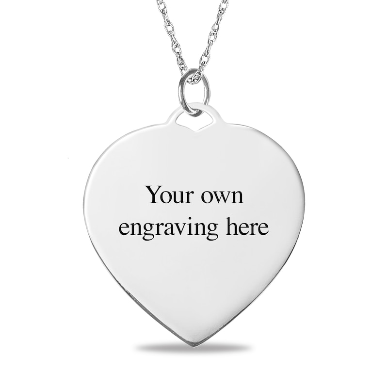 Engravable Photo Diamond-Cut Edge Heart Pendant in Sterling Silver (1 Image and 3 Lines)|Peoples Jewellers