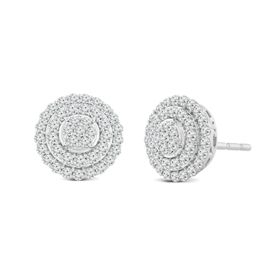 1.02 CT. T.W. Multi-Diamond Double Frame Stud Earrings in 14K Gold