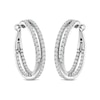 Thumbnail Image 0 of 3.04 CT. T.W. Diamond Double Row Crossover Inside-Out Hoop Earrings in 14K White Gold