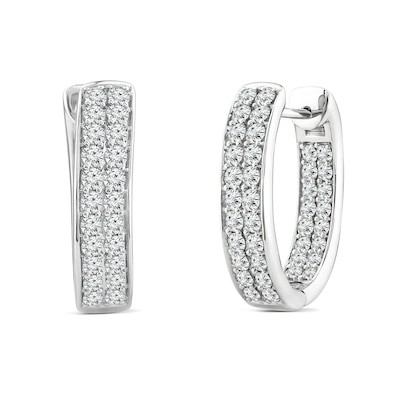 2.03 CT. T.W. Diamond Double Row Inside-Out Hoop Earrings in 14K Gold